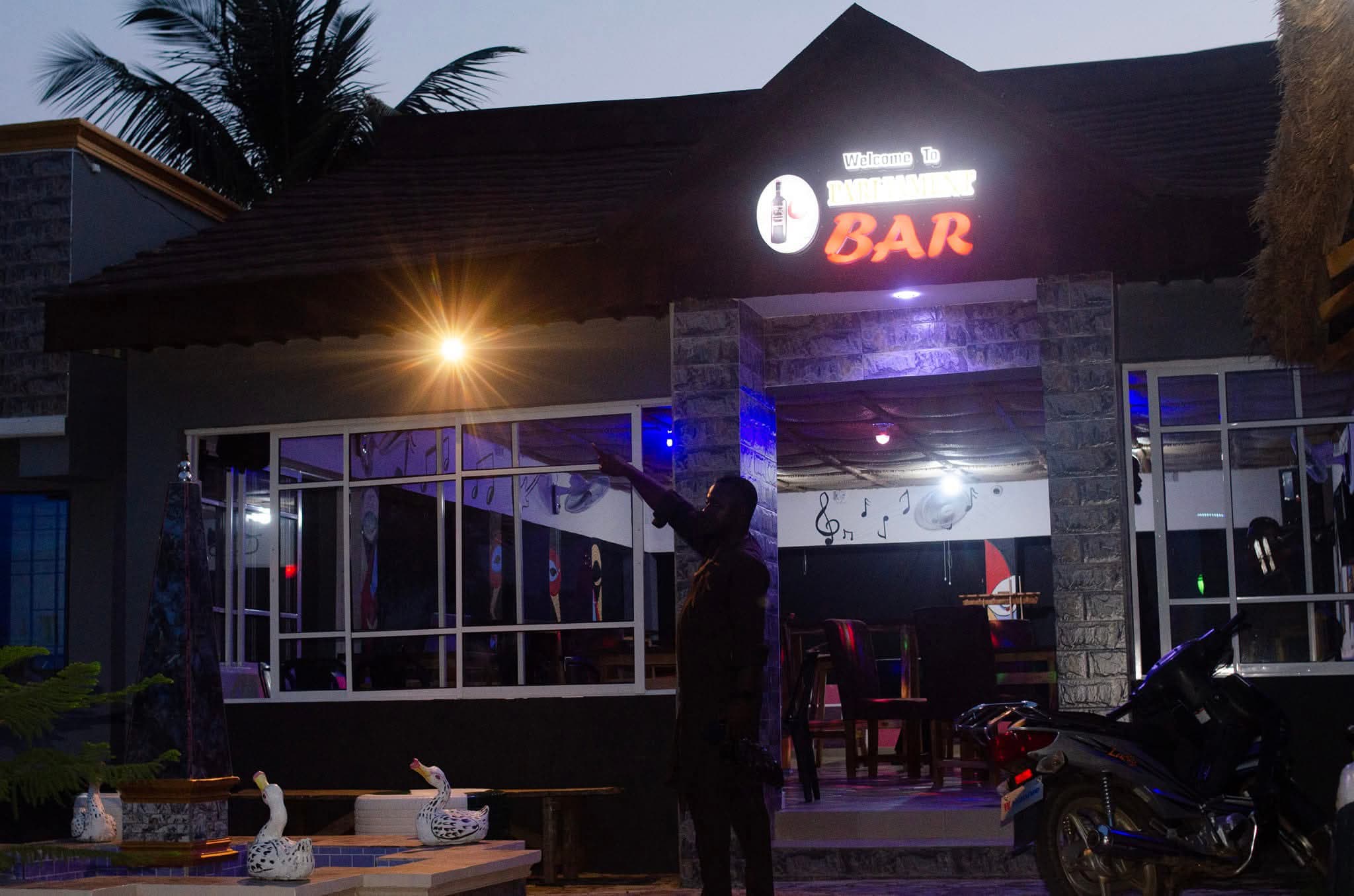 Night view of Tracer Wave Cabin